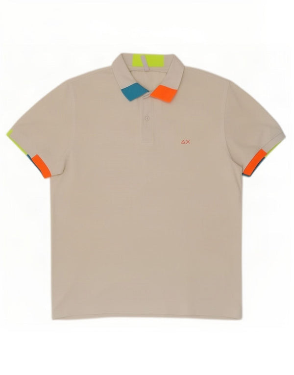 Sun68 Polo Homme 2XL Blanc Colorblock Coton