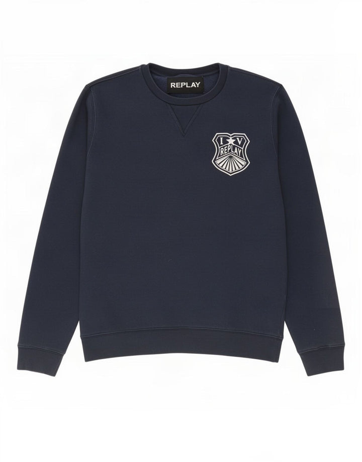 Replay Sweat-Shirt Homme Bleu Marine Moyen Coton