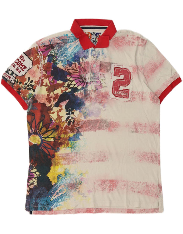Desigual Polo Graphique 2XL Coton Floral Multicolore Homme