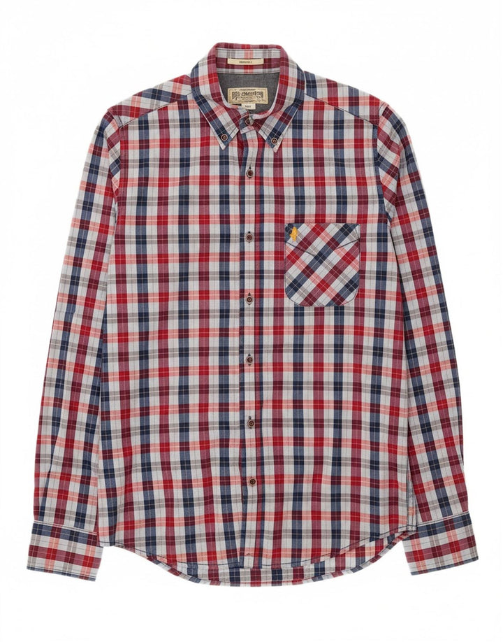 MARLBORO CLASSICS Mens Custom Fit Shirt Small Red Check Cotton Vintage Marlboro Classics and Second-Hand Marlboro Classics from Messina Hembry 