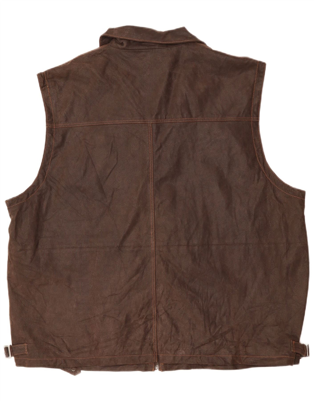 vintage Mens Modern Fit Gilet en cuir Taille unique Cuir marron