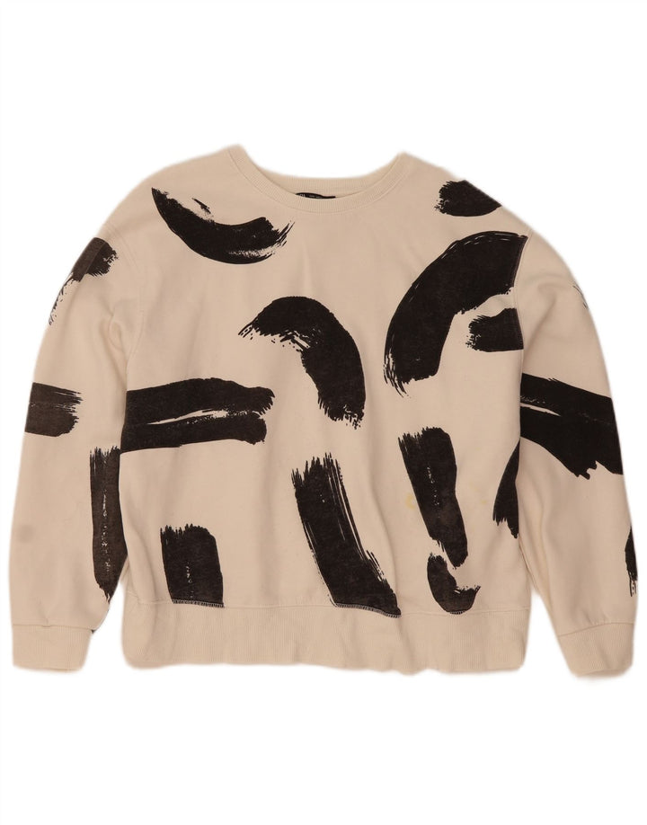 Zara Womens Crop Sweatshirt Jumper UK 14 Medium Blanc Colorblock