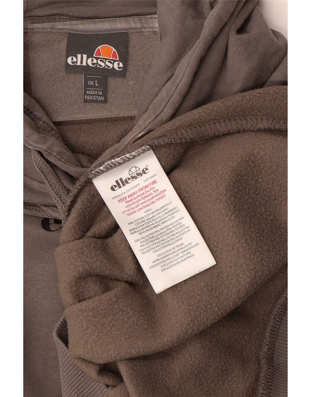 Ellesse Pull à capuche graphique pour homme en coton gris moyen
