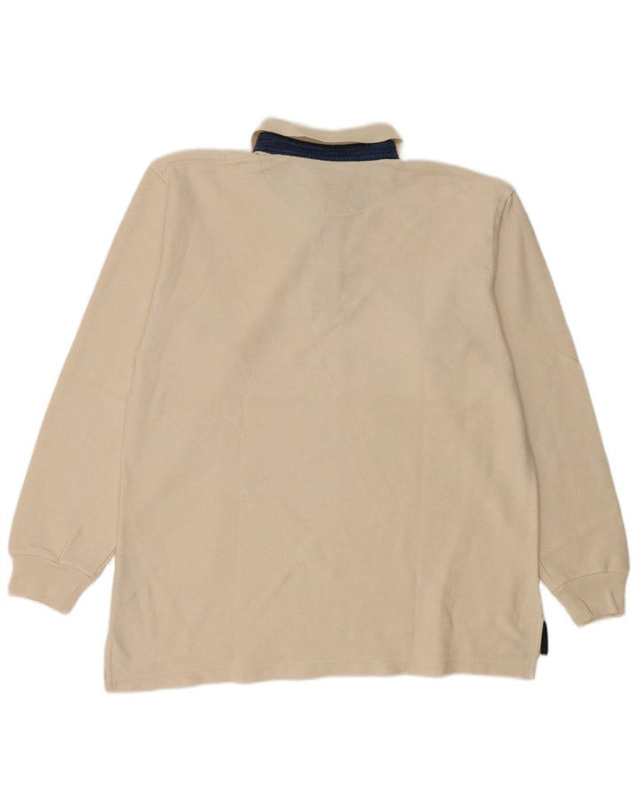 Slam Polo de Rugby à Manches Longues Homme Coton Beige Moyen