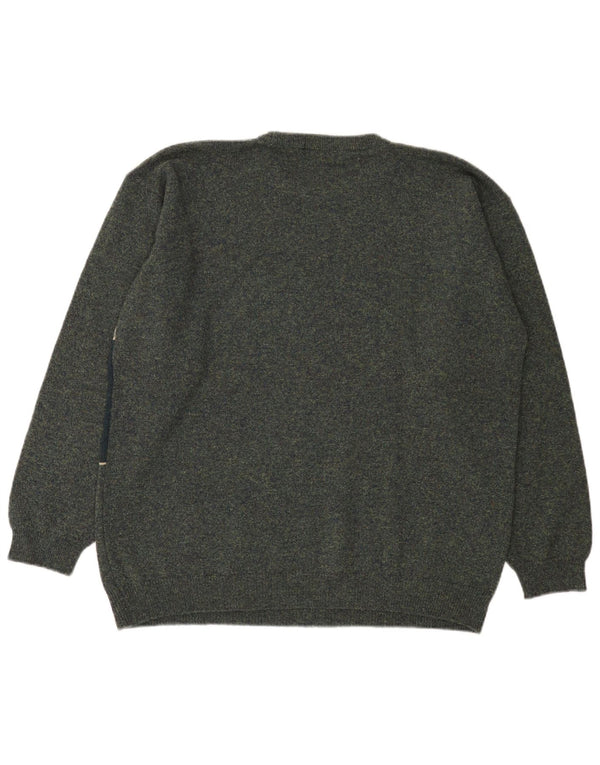 Marks & Spencer Pull à col rond pour homme Large Vert Colorblock
