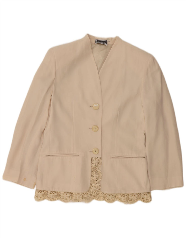 LUISA SPAGNOLI Veste Blazer 3 Boutons Femme IT 42 Acétate Beige Moyen