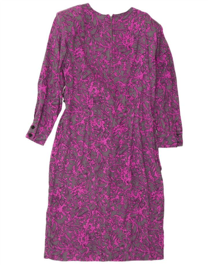 DONNA ENRICA Robe droite à manches longues pour femme UK 16 Grand motif cachemire violet