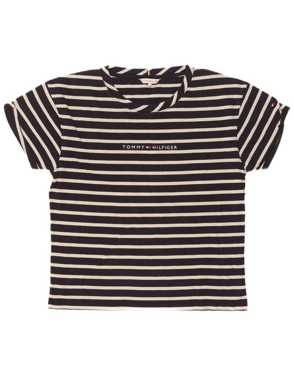 Tommy Hilfiger T-Shirt Femme UK 14 Medium Bleu Marine Rayé