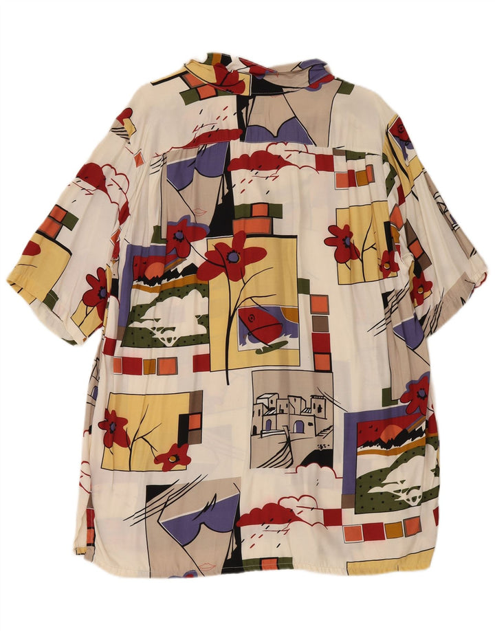 vintage Femme Chemise Graphique Oversize Blouse UK 16 Grand Multicolore