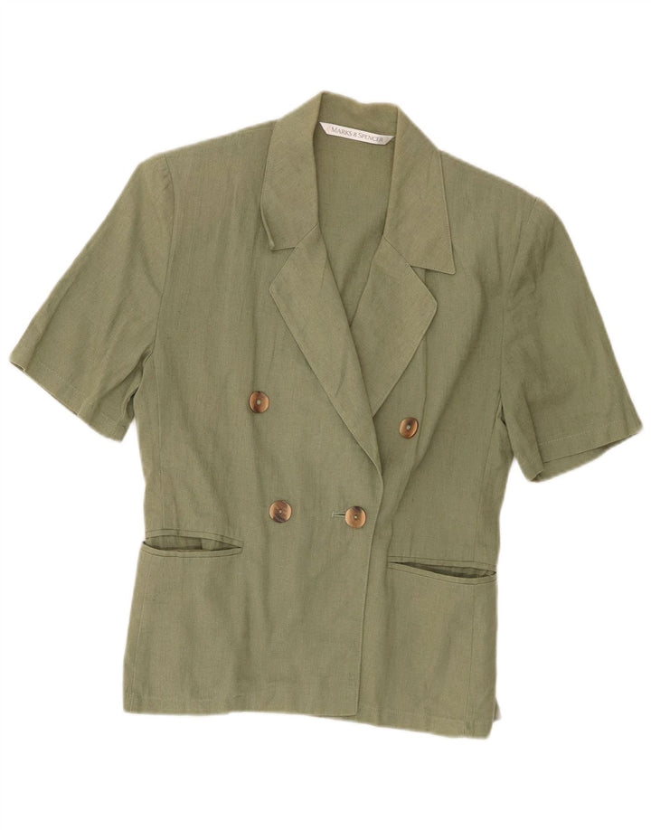 Marks & Spencer Veste blazer à manches courtes pour femme UK 10 Small Kaki
