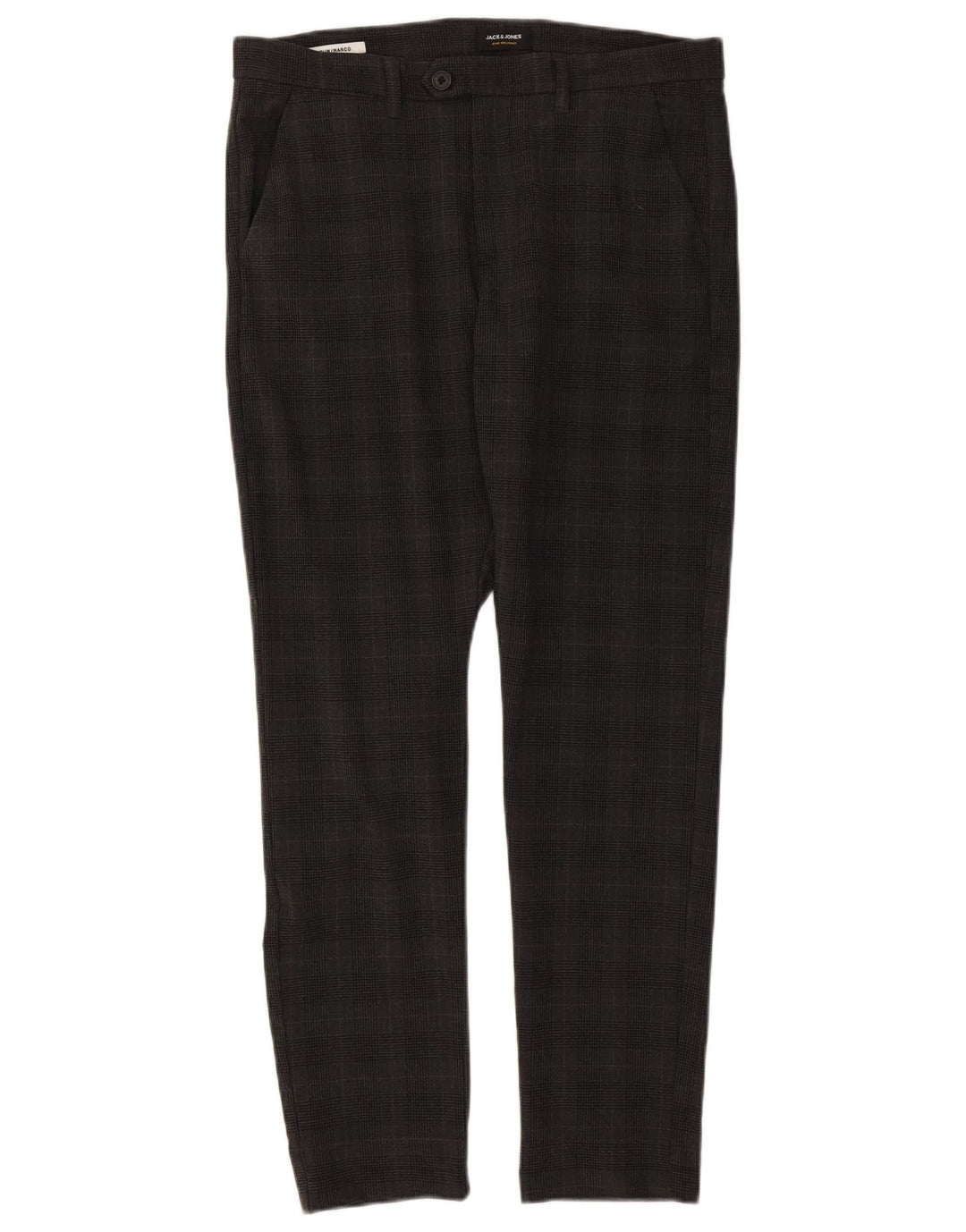 Jack & Jones Pantalon de Costume Marco Slim Homme W34 L32 Gris à Carreaux Polyester