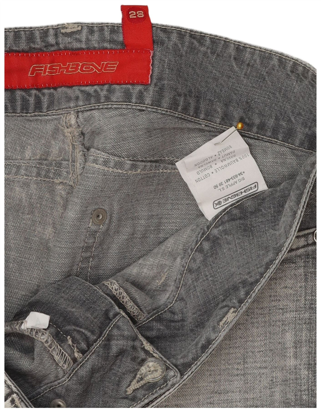 FISHBONE Womens Bootcut Jeans  W28 L34 Grey Cotton