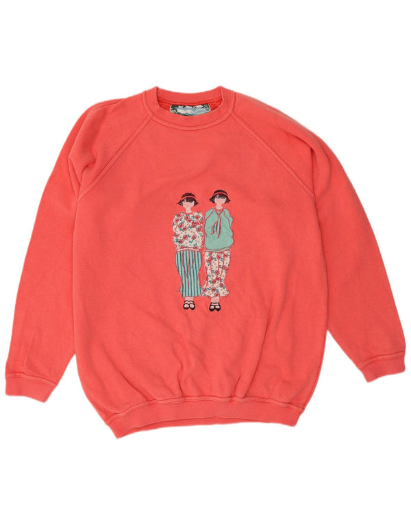 Naj Oleari Sweat-shirt graphique pour femme UK 12 en coton rose moyen rétro