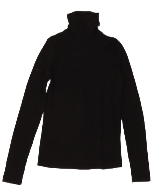 Zara Womens Roll Neck Blouse Top UK 12 Moyen Noir Viscose