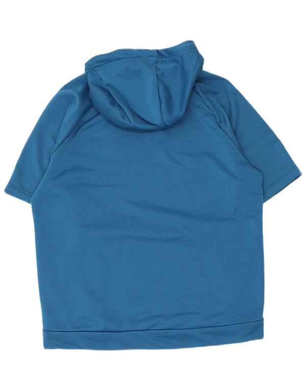 Nike Pull à capuche à manches courtes Dri Fit pour homme en polyester Bleu Taille L