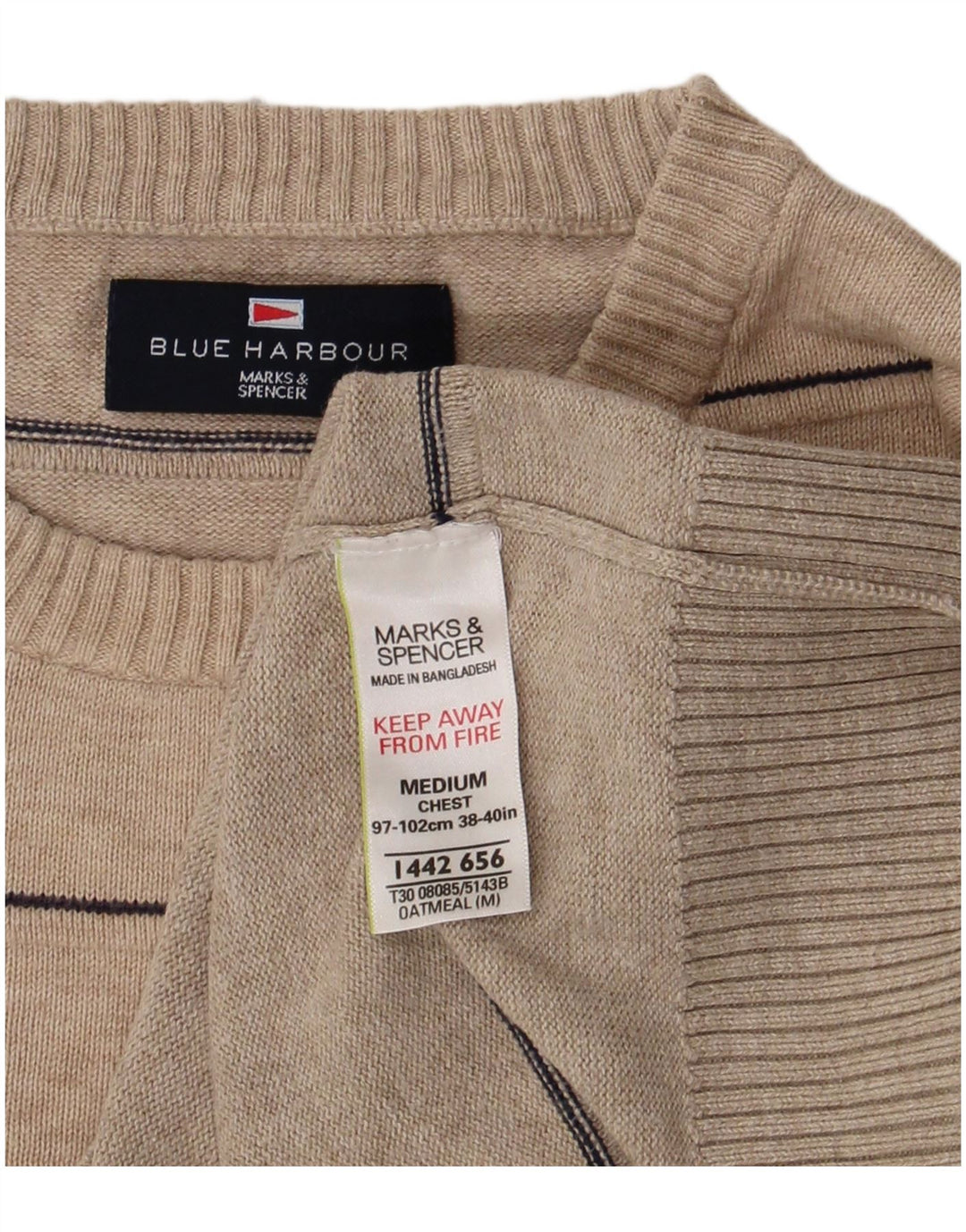 Marks & Spencer Pull Col Ras du Cou Blue Harbor Homme Beige Moyen
