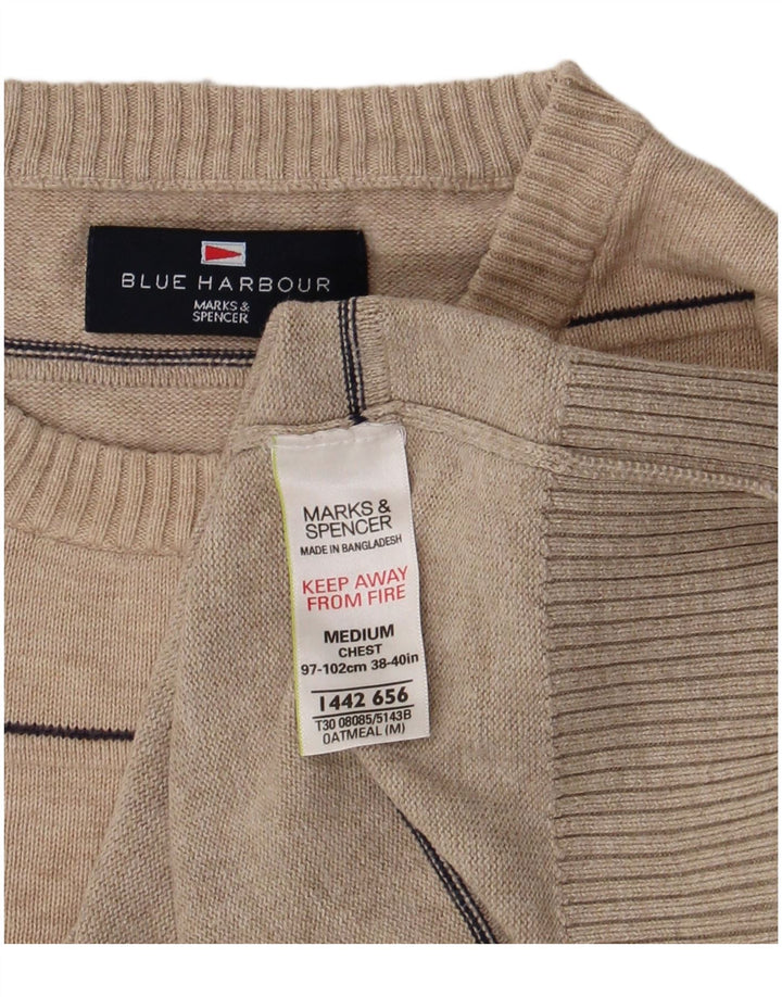 Marks & Spencer Pull Col Ras du Cou Blue Harbor Homme Beige Moyen