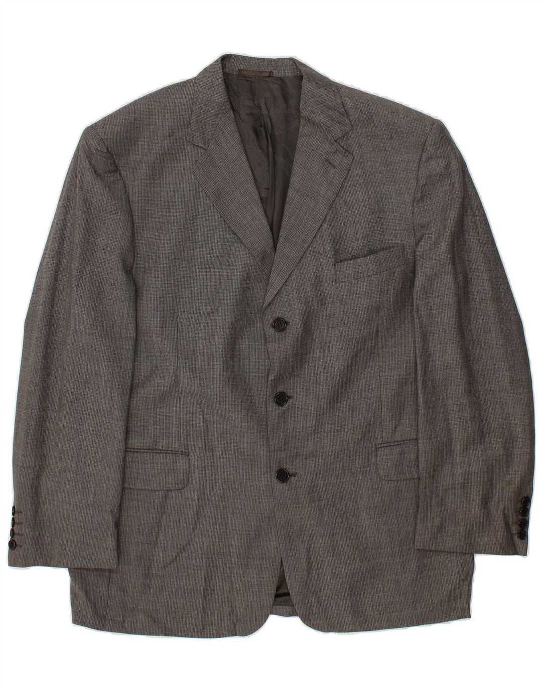 JAEGER Mens 3 Button Blazer Jacket IT 54 2XL Grey Check Virgin Wool Vintage Jaeger and Second-Hand Jaeger from Messina Hembry 