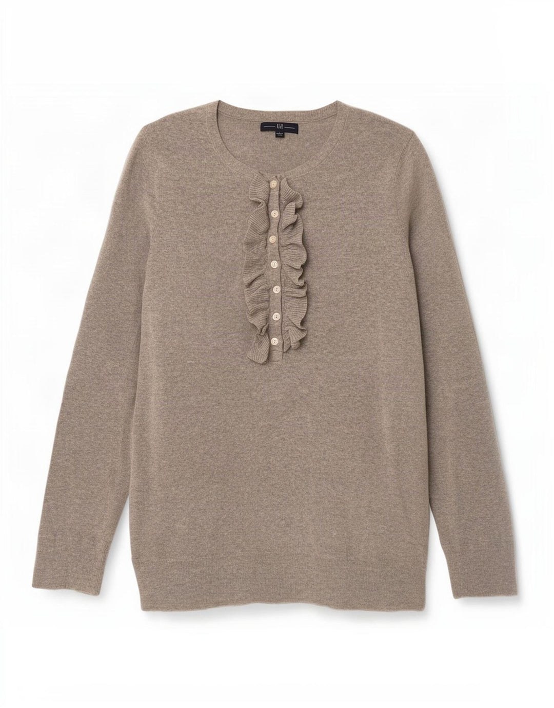 Gap Pull à volants pour femme avec col boutonné sur le devant UK 14 Grand coton gris