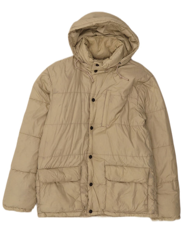 Alberto Aspesi Veste matelassée surdimensionnée à capuche pour femme UK 8 Small Beige