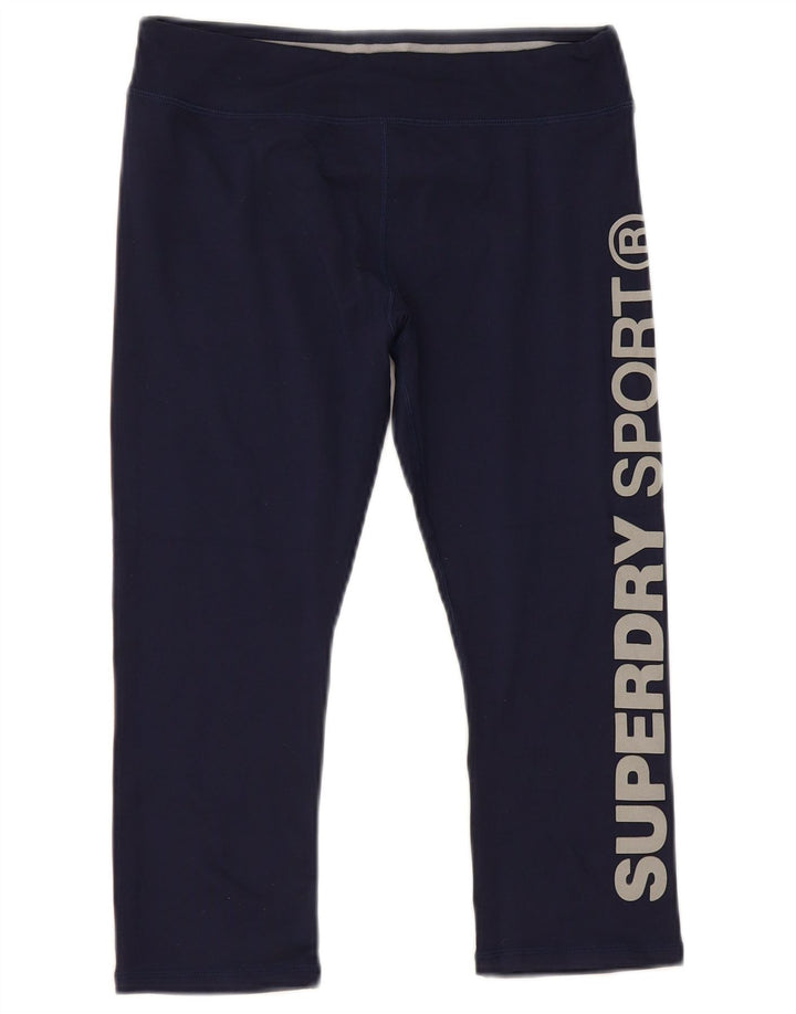Superdry Legging Capri Graphique Femme UK 6 XS Bleu Marine Polyester