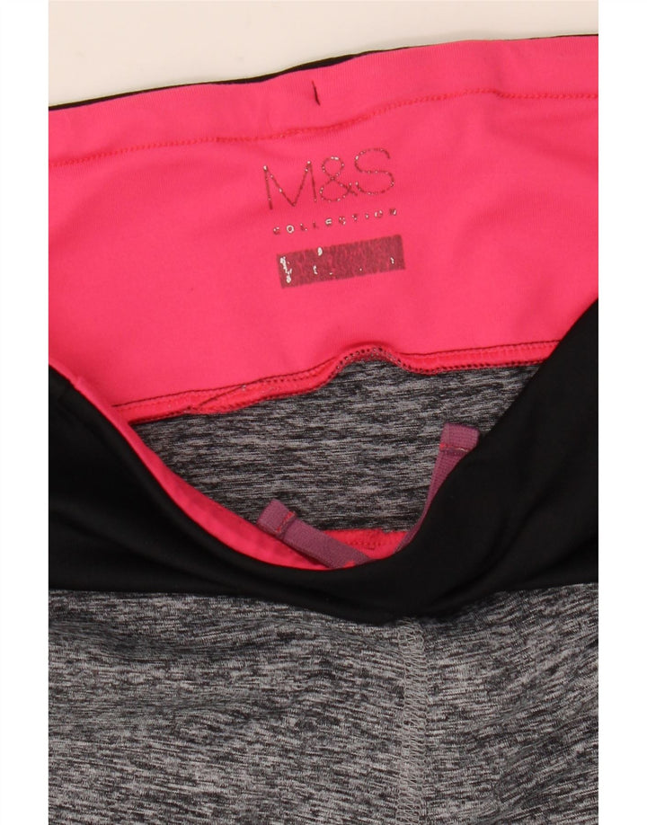 MARKS & SPENCER Legging Capri Femme UK 10 Petit Gris Colorblock