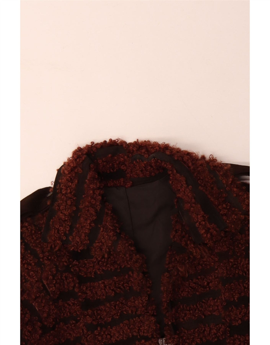 VINTAGE Veste Bomber Femme UK 16 Grand Marron Rayé