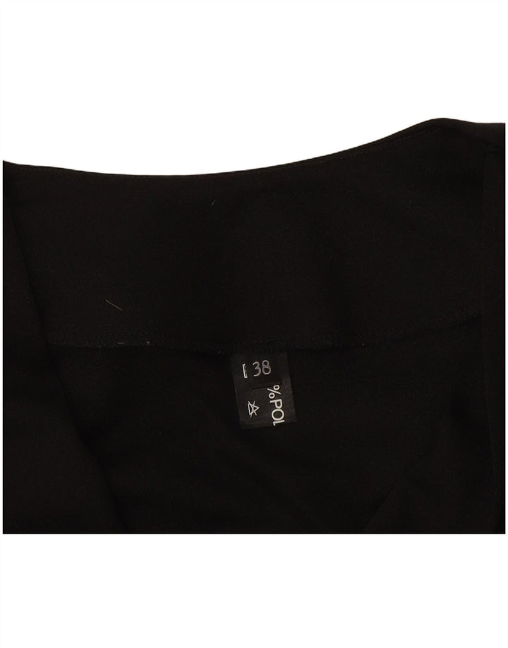 Vintage Femme Manches Longues Blouse Top IT 38 XS Noir Polyester