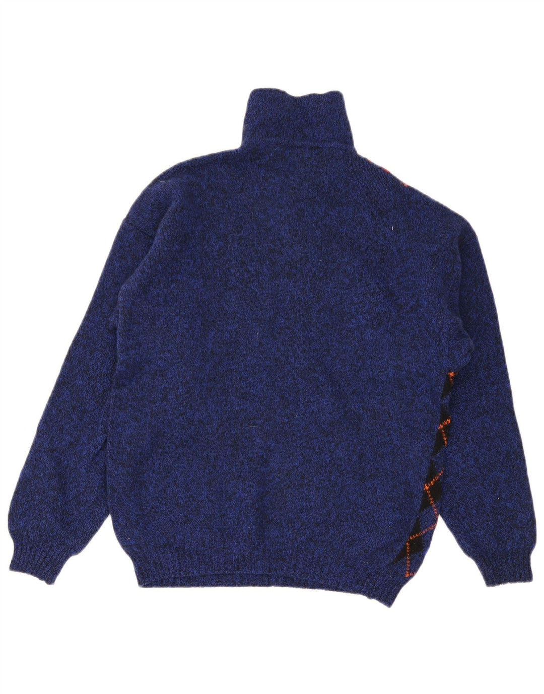 Benetton Pull à col polo pour homme IT 48 Small Bleu Argyle/Diamond Laine