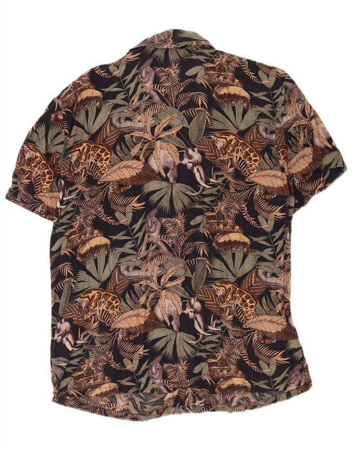 Pull & Bear Chemise à Manches Courtes Homme Grande Viscose Florale Multicolore
