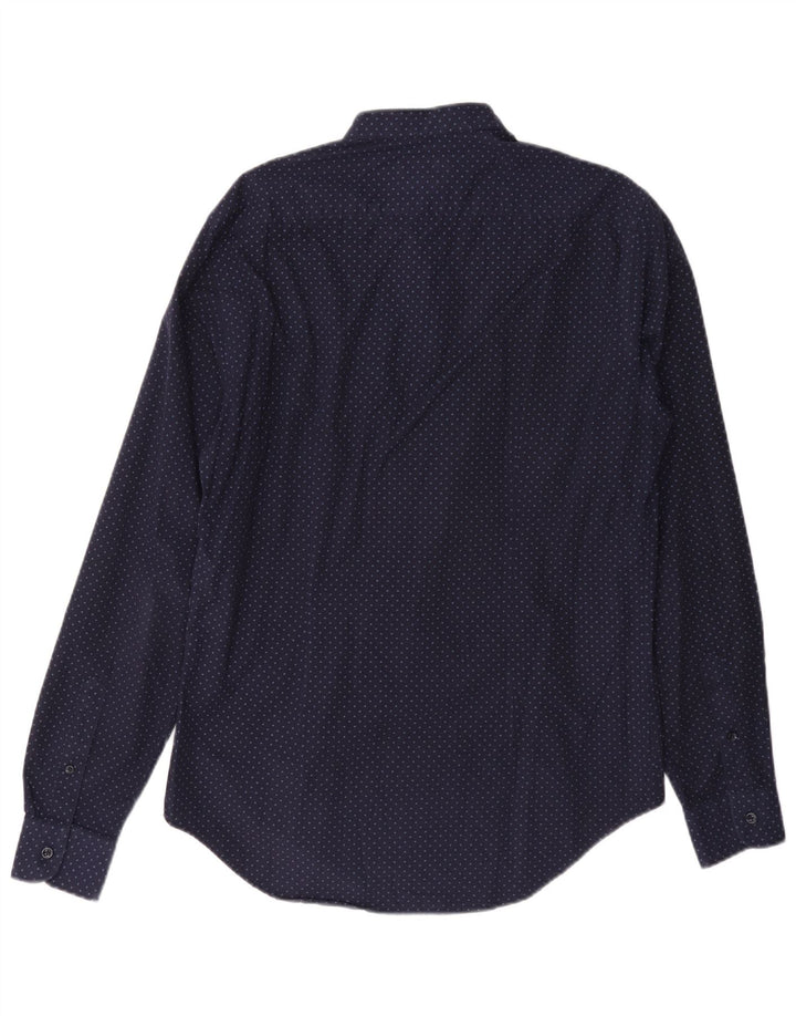 Chemise Slim Fit Bleu Marine Moyen À Pois En Coton Zara Homme