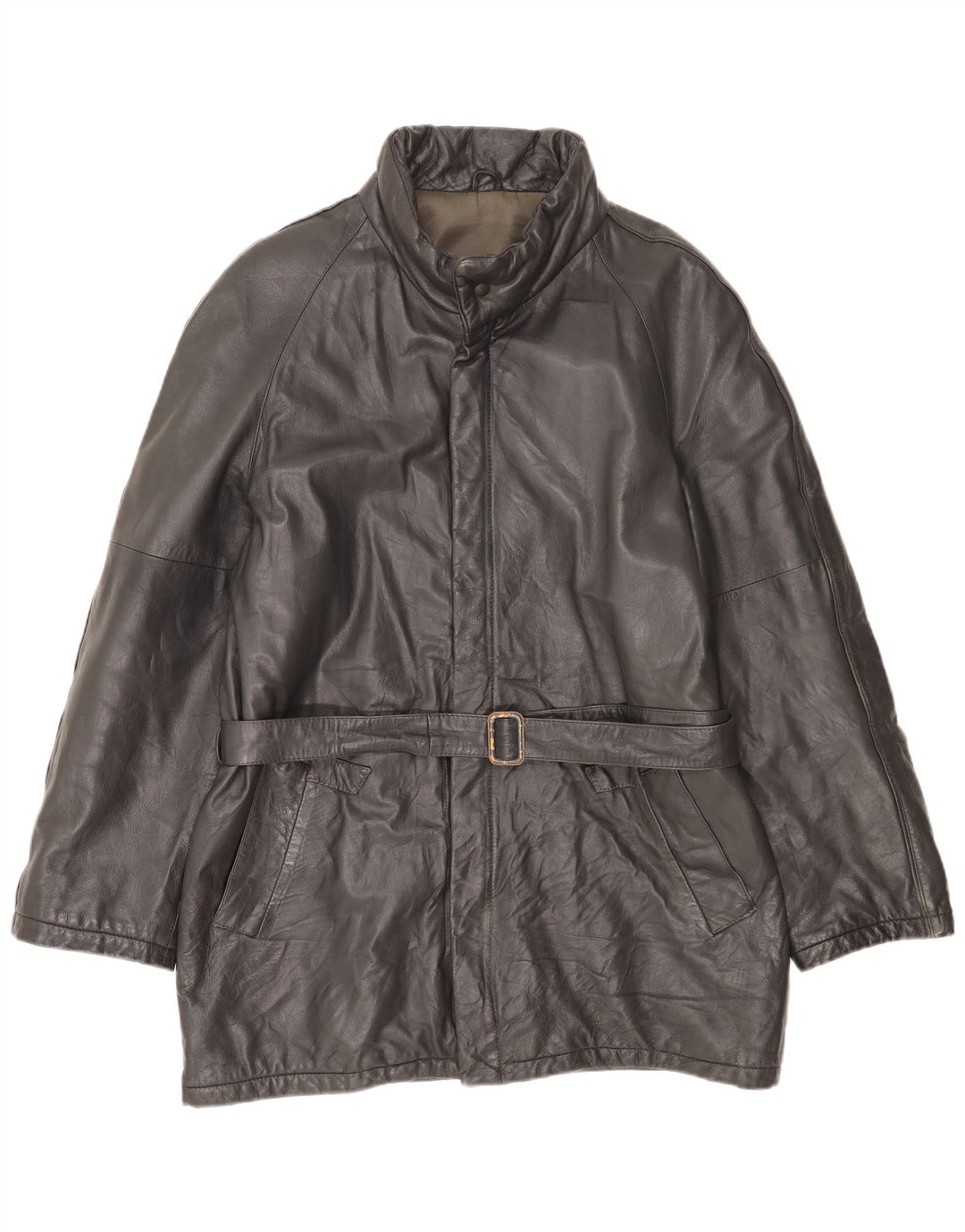 VINTAGE Veste en cuir homme IT 54 2XL Cuir noir