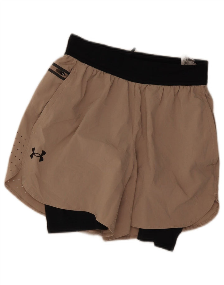 Nike Short de sport pour femme UK 8 Small Beige Colourblock Polyester