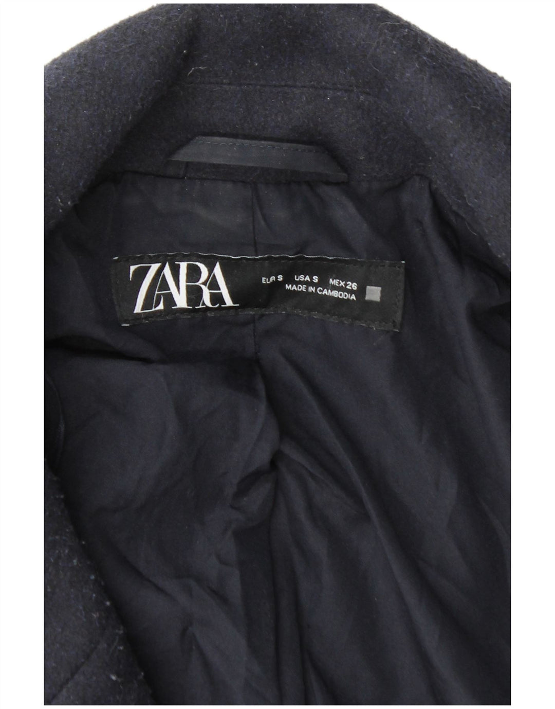 Zara Manteau Double Boutonnage Homme UK 36 Petit Bleu Marine Polyester