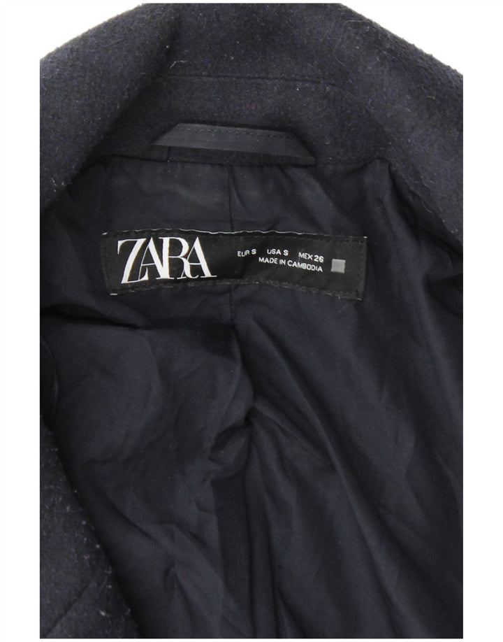 Zara Manteau Double Boutonnage Homme UK 36 Petit Bleu Marine Polyester