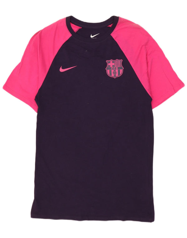 NIKE Hommes Barcelona T-Shirt Haut Petit Bleu Marine Colorblock Coton