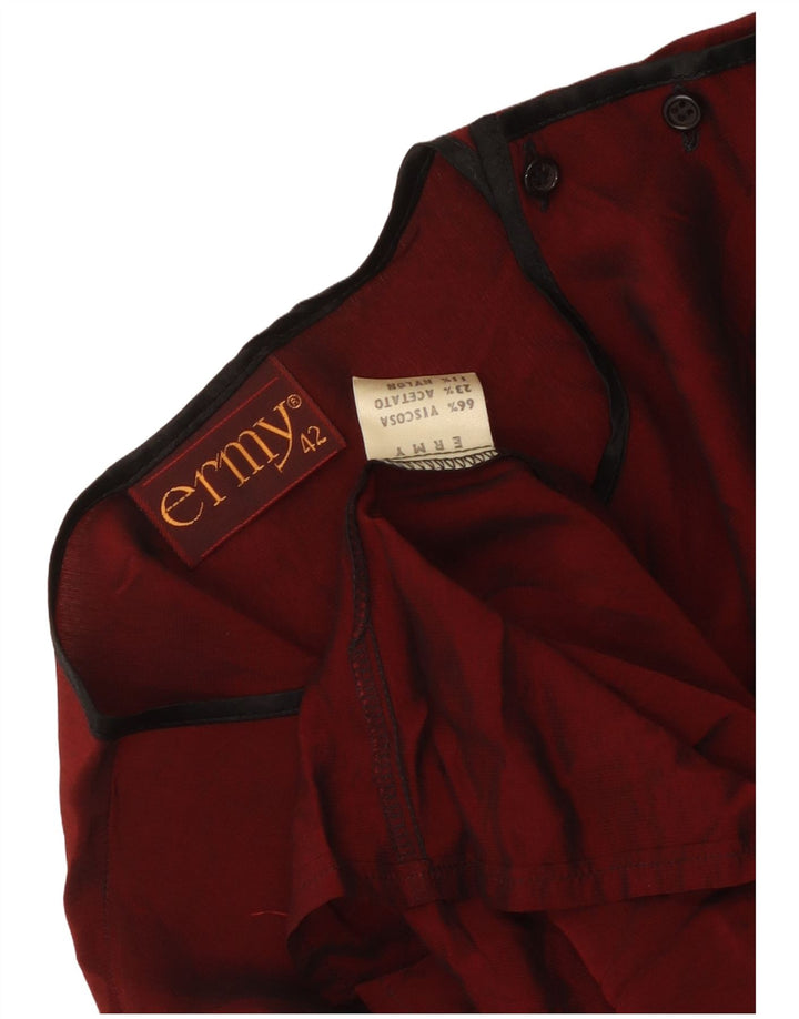 Blouse Femme Vintage Top IT 42 Viscose Bordeaux Moyen