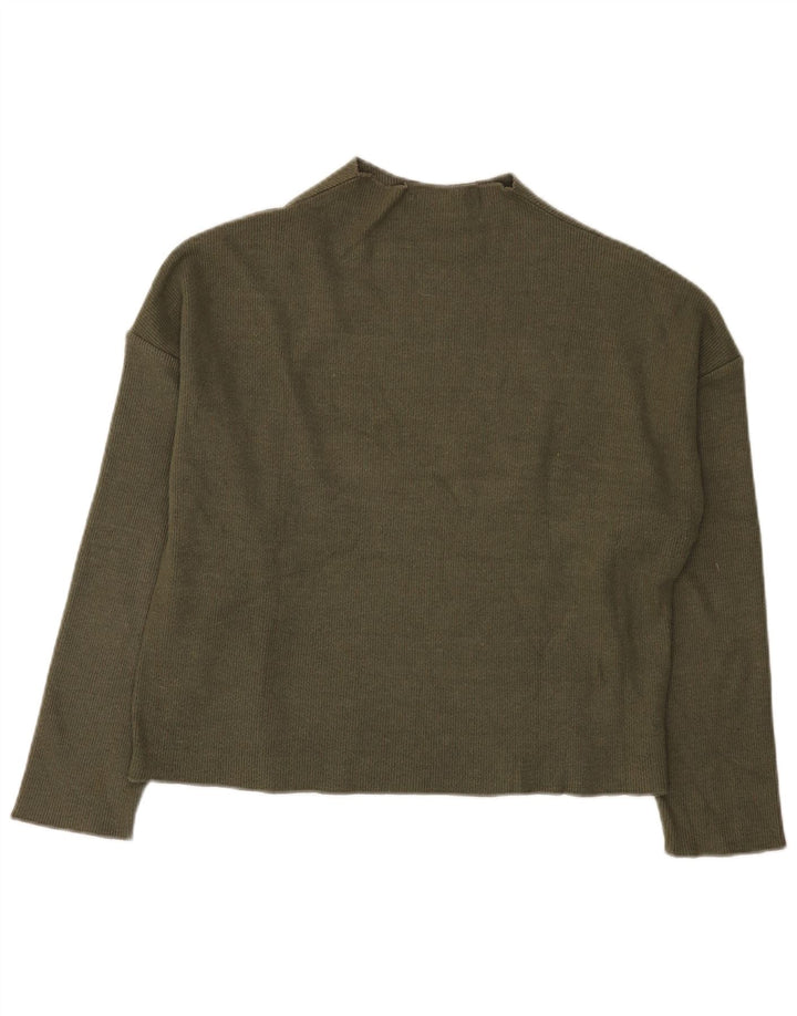 Zara Pull surdimensionné à col roulé pour femme UK 10 Petit Kaki