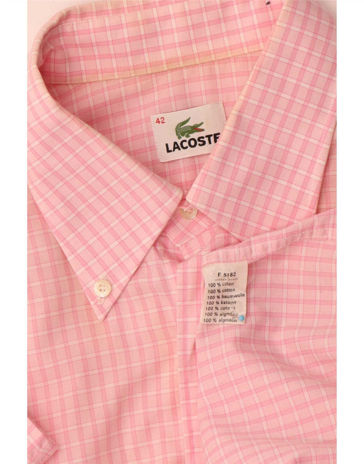 Lacoste Chemise à manches courtes pour hommes Taille 42 Grand coton vichy rose