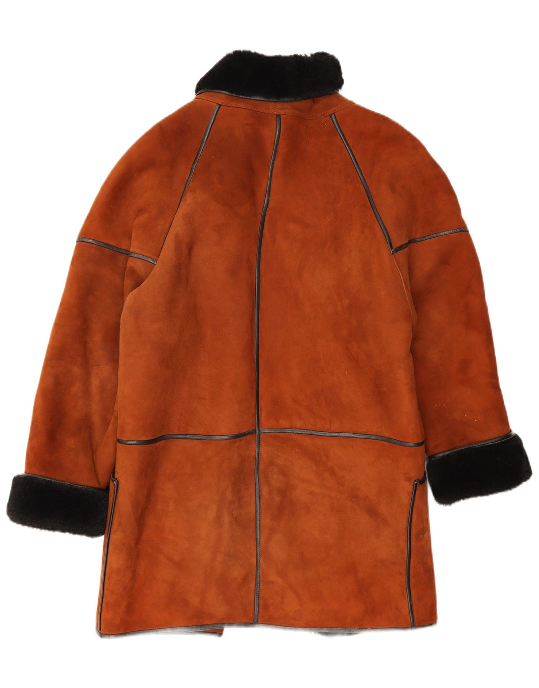 vintage Femme Manteau en peau de mouton surdimensionné EU 38 Brun Moyen