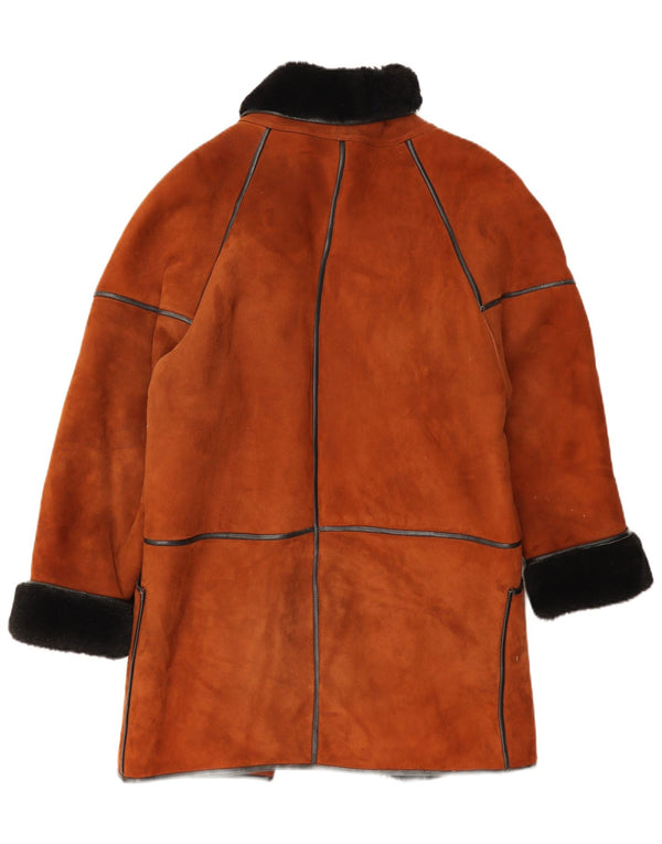 vintage Femme Manteau en peau de mouton surdimensionné EU 38 Brun Moyen