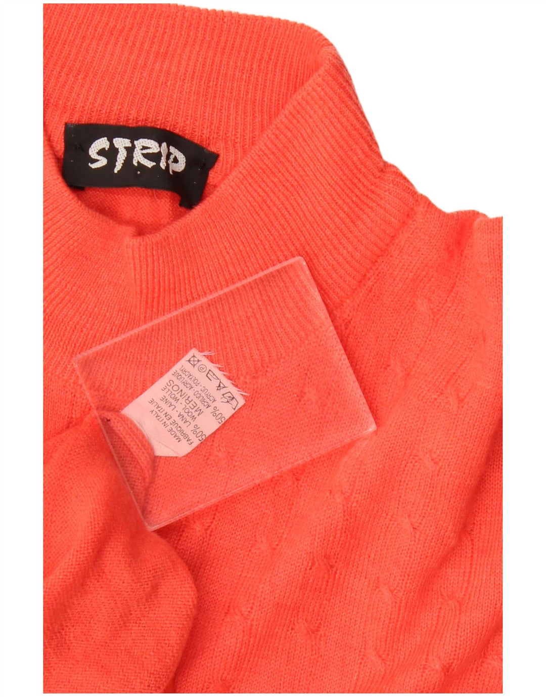 vintage Femme Turtle Neck Jumper Pull UK 16 Grande Laine Orange