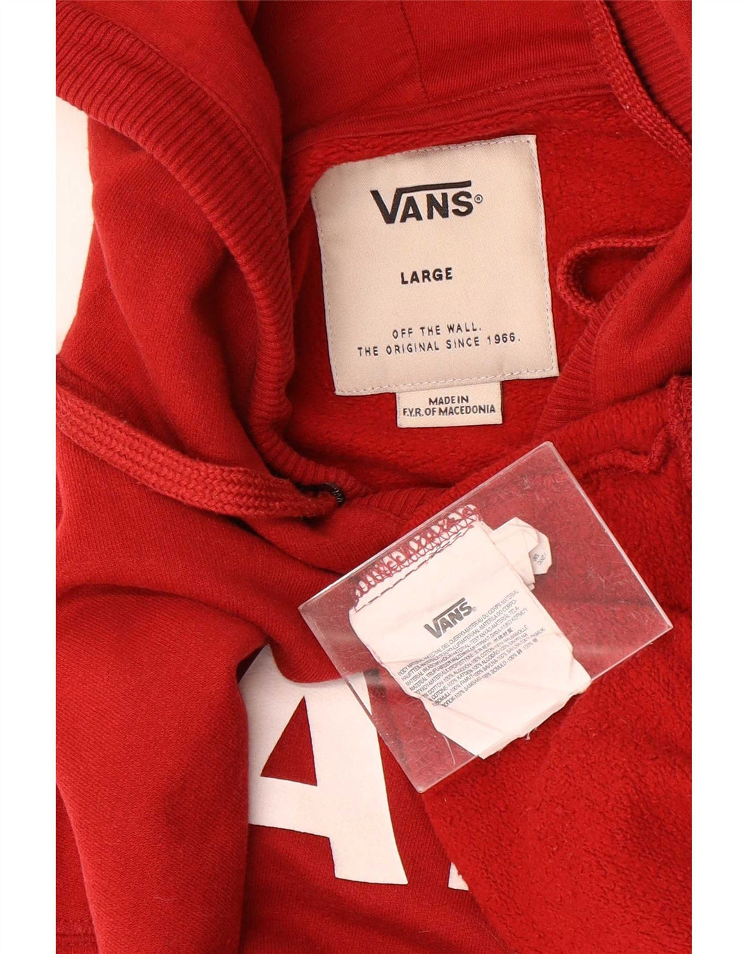 Vans Pull à capuche graphique pour homme en coton rouge Large