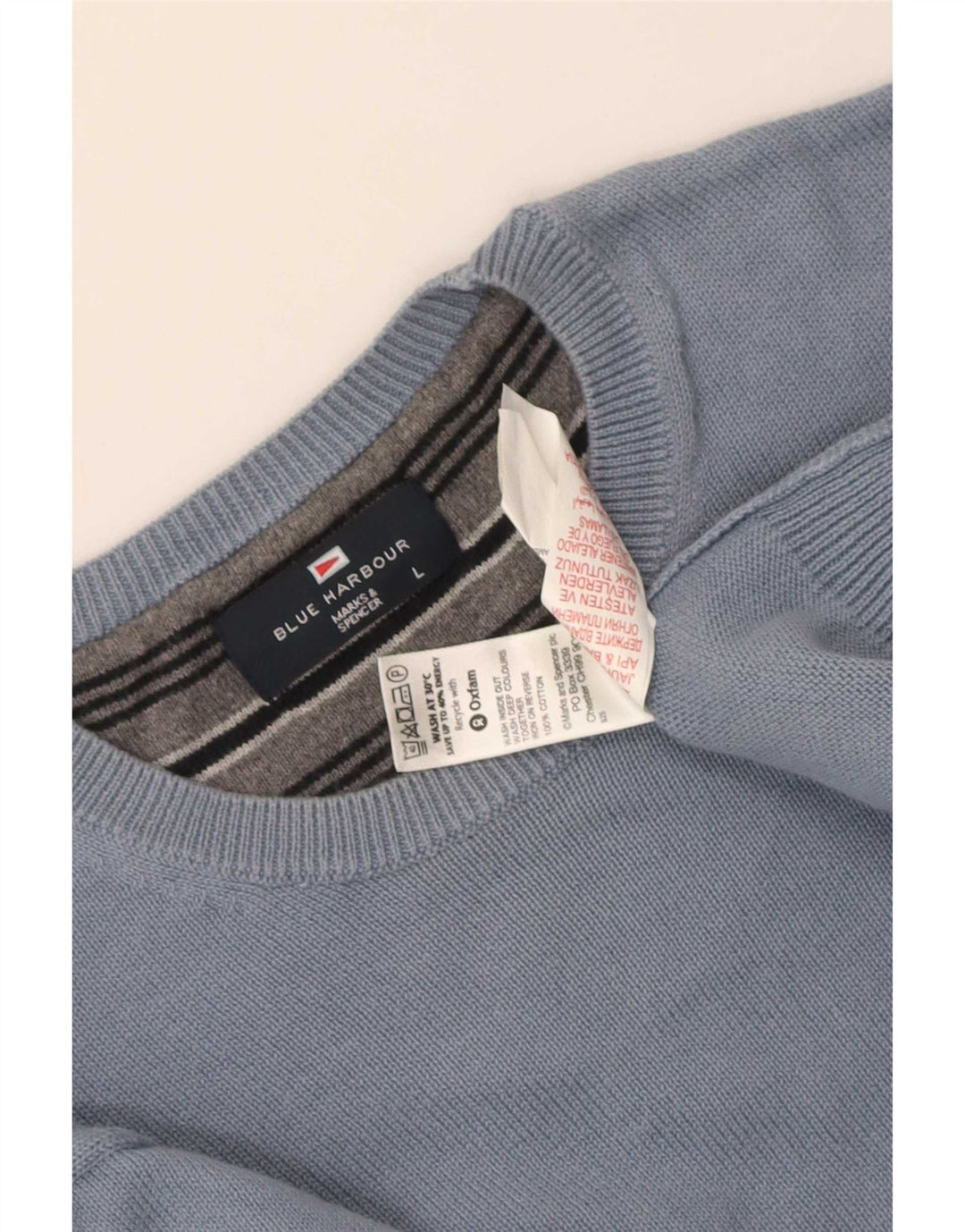 Marks & Spencer Pull à col rond bleu Harbour pour hommes, grand coton