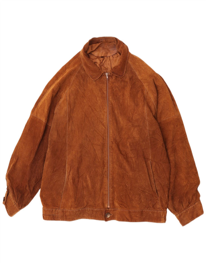 veste en daim homme vintage IT 54 2XL Cuir marron
