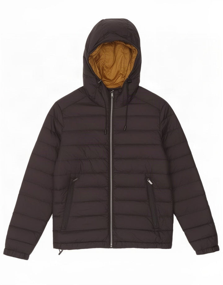Zara Veste matelassée à capuche pour homme UK 38 Medium Noir Nylon