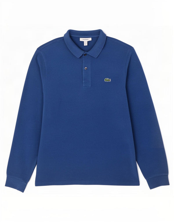 Lacoste Polo à manches longues pour homme, coupe classique, taille 5, grand coton bleu