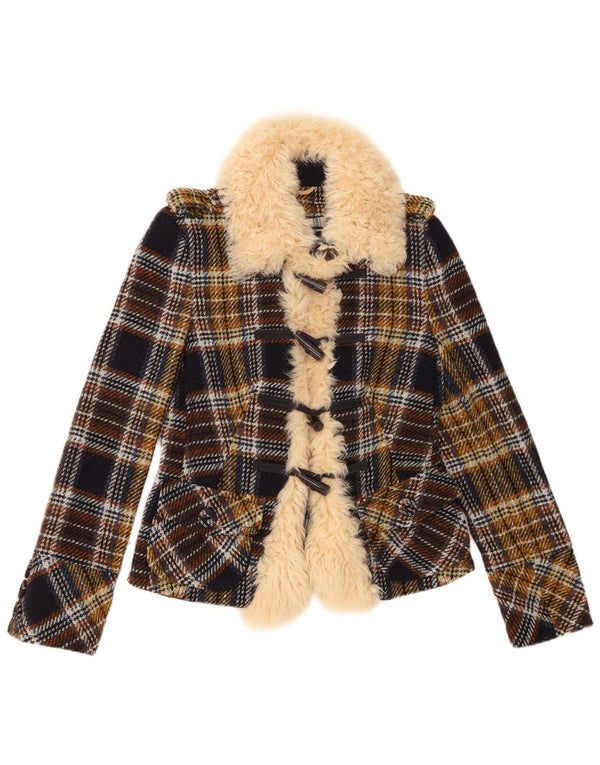 Drykorn Veste blazer à 4 boutons pour femme UK 8 Petit carreaux multicolores