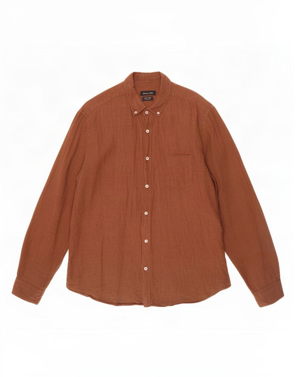 Massimo Dutti Chemise Homme 2XL Lin Marron