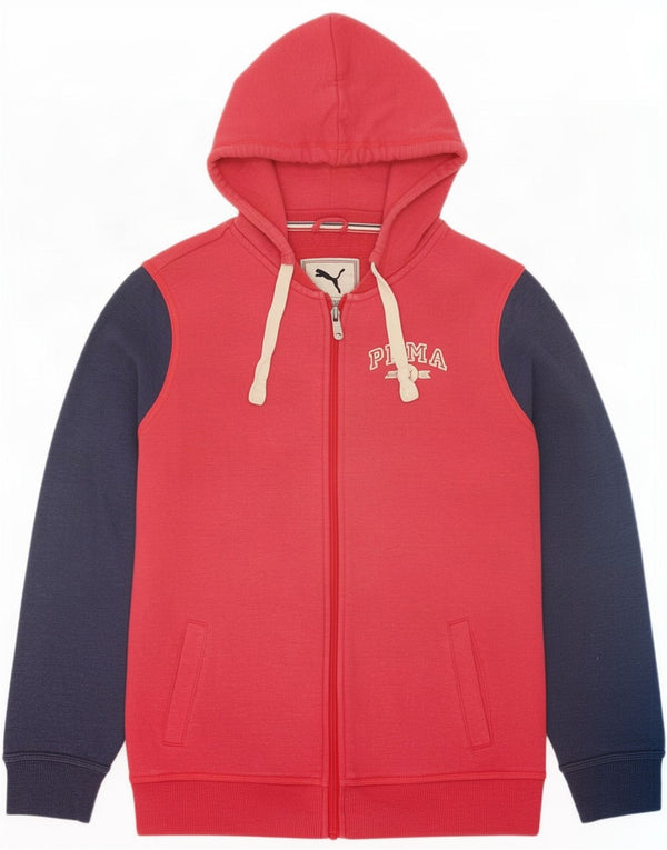 Puma Pull à capuche graphique zippé pour femme UK 12 Rouge moyen Colourblock